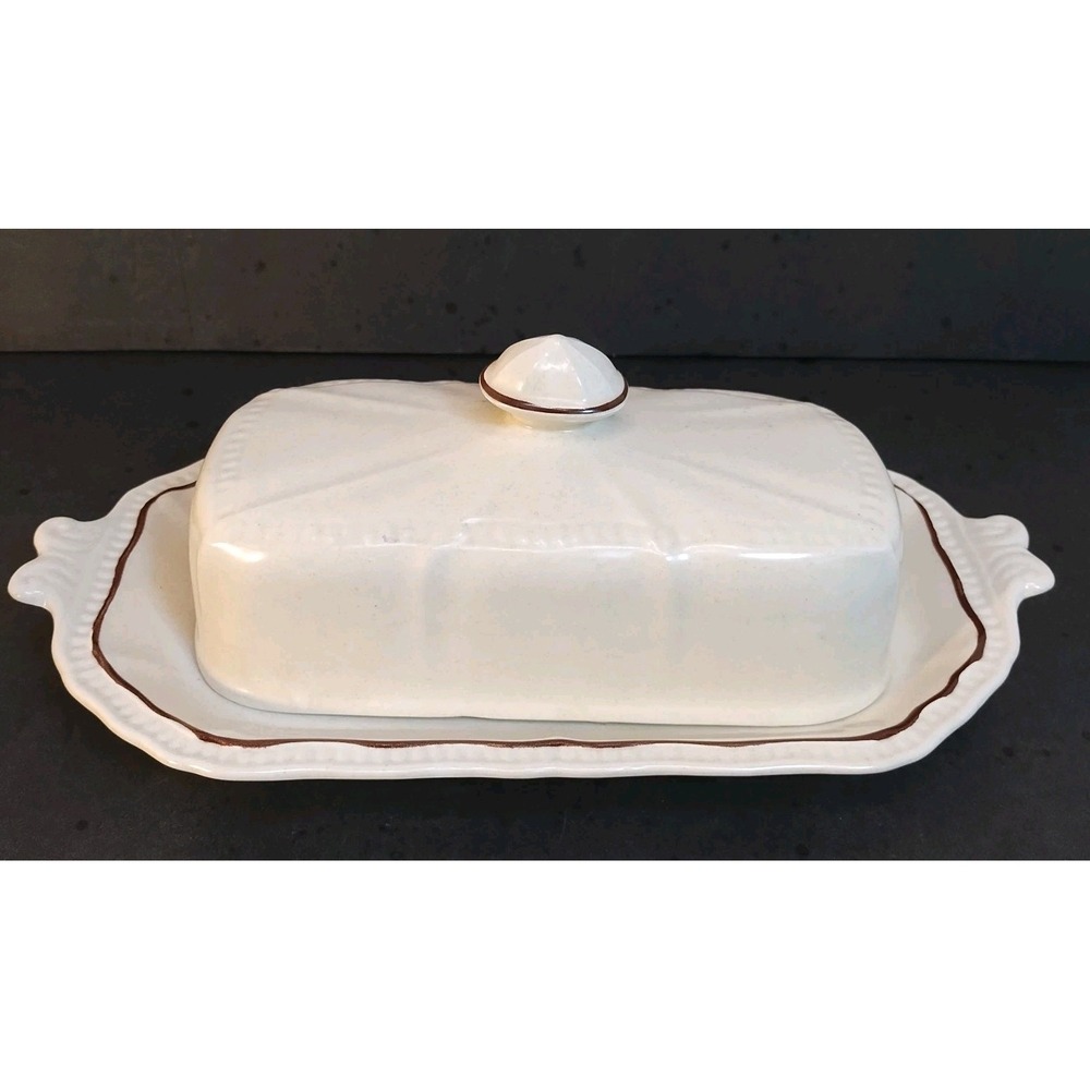 VTG Kensington Staffordshire Covered Butter Dish Ironstone England Hand Crafted